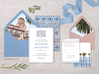 La Jolla wedding invitation suite at La Valencia