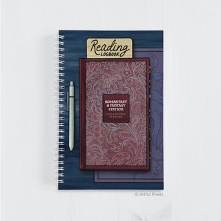 Romantasy & Fantasy Reading Logbook with a decorative illustrated cover on a white background