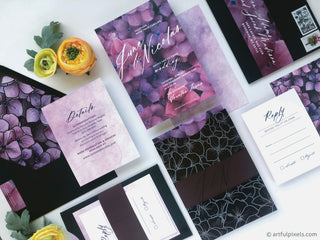 Modern floral wedding invitation suite