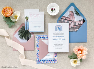 La Jolla Wedding Invitation for La Valencia Hotel