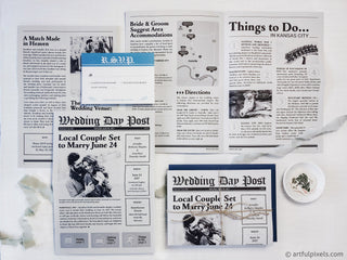 4-page Newspaper Wedding Invitation Suite