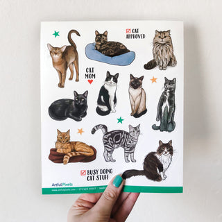 Cat Sticker Sheet with 10 different cute cats