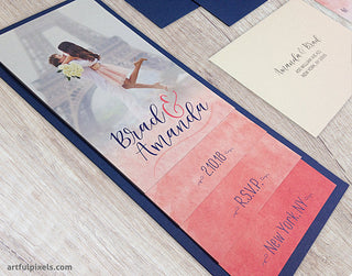Watercolor Ombre Booklet Wedding Invitation Suite